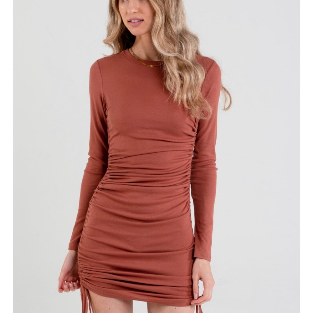Burnt orange knit dress